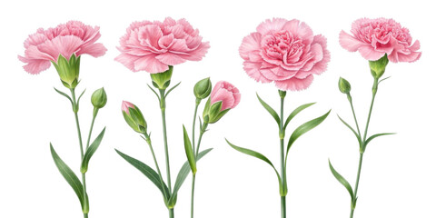 Obraz premium Beautiful pink carnations bloom gracefully, showcasing their delicate petals and vibrant colors, perfect for any floral arrangement