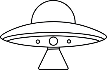Flying Saucer Outline Icon Line Art Drawing Vector | UFO, Space & Alien Sci-Fi Design