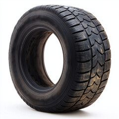 Old rubber tire durable automotive essential isolated on white background