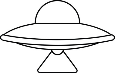 Flying Saucer Outline Icon Line Art Drawing Vector | UFO, Space & Alien Sci-Fi Design