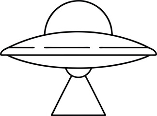 Flying Saucer Outline Icon Line Art Drawing Vector | UFO, Space & Alien Sci-Fi Design