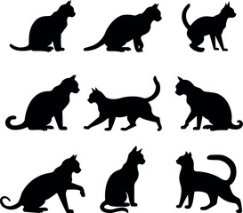 Black Cat Silhouette Vector Collection