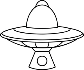 Flying Saucer Outline Icon Line Art Drawing Vector | UFO, Space & Alien Sci-Fi Design