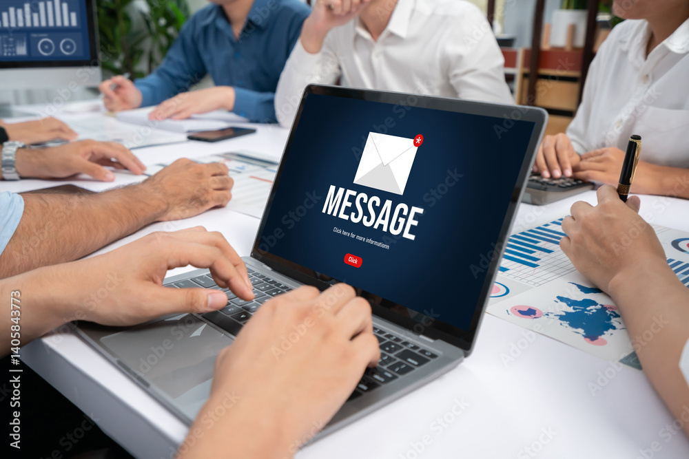 Leinwandbilder Email notification message showing on computer screen brisk. Digital marketing message information text from business to customer client
