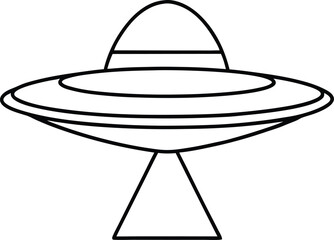 Flying Saucer Outline Icon Line Art Drawing Vector | UFO, Space & Alien Sci-Fi Design