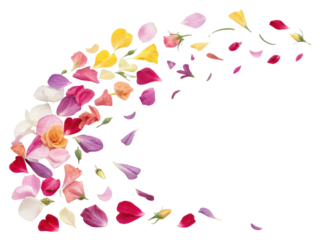 Colorful petals dance gracefully in air creating vibrant display of beauty and joy, showcasing elegance of flowers like carnation
