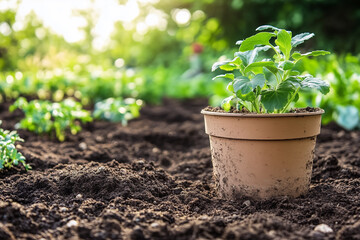 Dry Soil with Struggling Garden Plants &ndash; Drought Conditions and Water Shortage Concept. Earth day background.