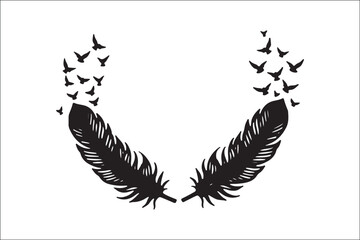 Obraz premium Bird Silhouette Bundle | Flying Birds Vector Clipart | SVG, PNG, EPS for Cricut & Laser CuttingBirds Vector Silhouettes | Wildlife Animal SVG Files | Digital Bird Clipart for Crafts & DecorFlying 