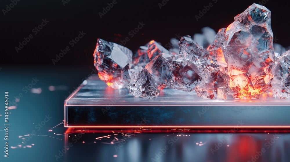Poster dynamic crystal explosion studio setting 3d render high-tech environment close-up viewpoint visual i