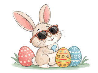easter bunny with eggs