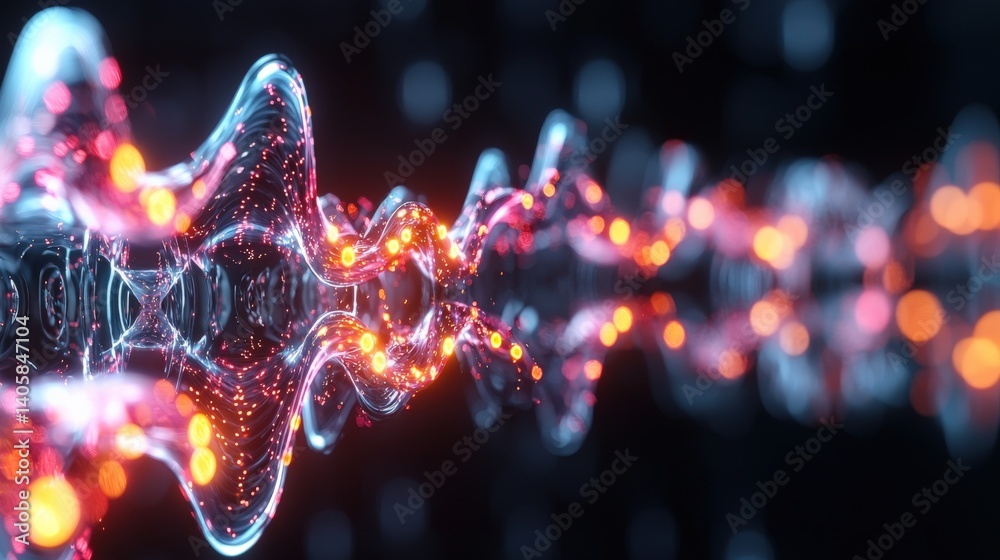 Poster dynamic wave patterns and light reflections abstract visual art digital art vibrant colors close-up 