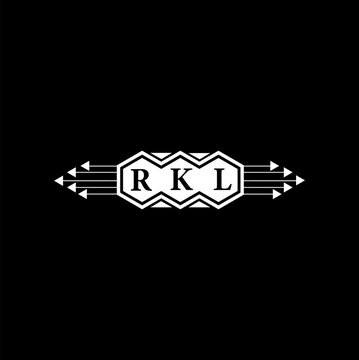RKL letter logo design on black background.