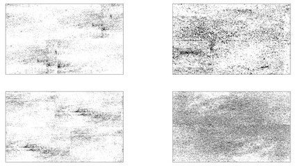 Grunge overlay textures with dust grain isolated on white background. Set of vector paint brush stroke, ink splash and grungy decoration elements. Set of Black and white grunge. 