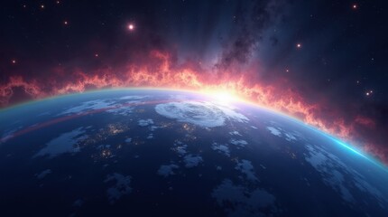 Fototapeta premium Global love day celebration earth digital artwork cosmic landscape aerial view universal connection