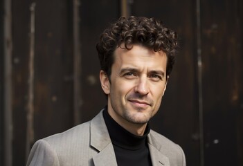 Obraz premium Elegant Portrait of a Confident Individual: This image captures the essence of a poised, self-assured individual against a subtly textured backdrop. The focus is on a handsome person.
