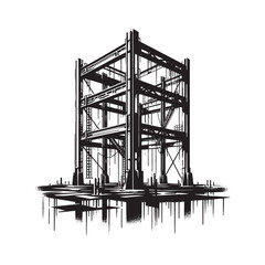 Abstract Construction Silhouette Featuring a Framework with Stencil Style