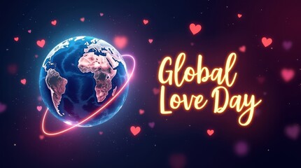 Fototapeta premium Global love day celebration worldwide digital art heartwarming designs vibrant atmosphere inspirational concepts
