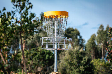 Disc Golf Basket on a Sunny Day