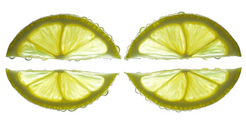 Yellow Transparent Lemon Slices Isolated On Black Background Photo