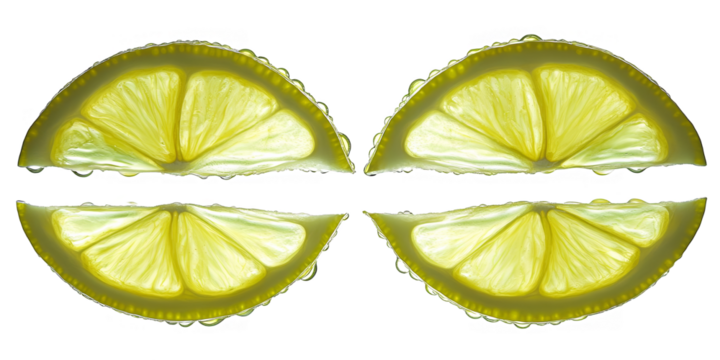 Yellow Transparent Lemon Slices Isolated On Black Background Photo