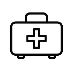 Fototapeta premium first aid kit icon with a medical cross in simple outline style 