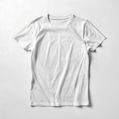 Fototapeta premium Stylish White Cotton TShirt Lay Flat Mockup on a Clean, Bright White Background