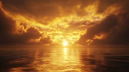 Golden Hour Seascape: A Breathtaking Sunset over the Ocean