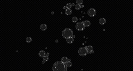 A set of colourful soap bubbles for creating designs. Isolated, transparent, realistic soap bubbles on a black background. Bubble,bulbashka. PNG