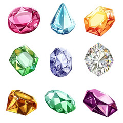 Fototapeta premium Sparkling Gemstones Collection Dazzling Colors Precious Stones