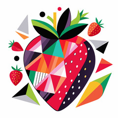 Obraz premium Organic strawberry fruit vector, perfect for farmers market visuals, labels, or nature-based design assets.