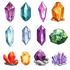 Sparkling Gemstones Collection Vibrant Colors Precious Stones
