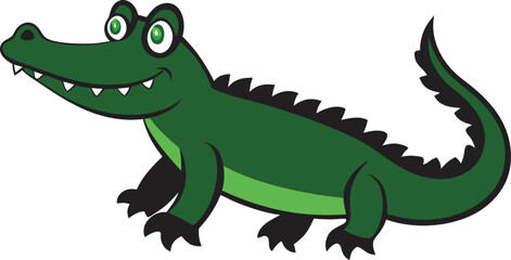 Crocodile silhouette vector art illustration