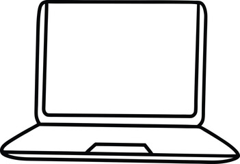 Laptop Line Art Drawing Vector | Tech, Device & Digital Work Icon Design