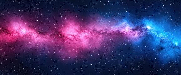 Obraz premium Colorful cosmic nebula with pink and blue light. Scattered stars in dark sky