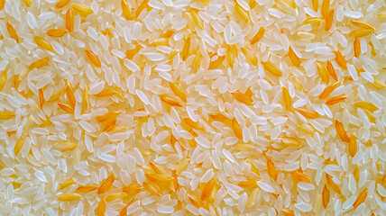 Fototapeta premium Rice Grains, rice grains scattered on a white background, top view, high-resolution photography, insanely detailed, fine details, isolated plain, stock photo, professional color grading.