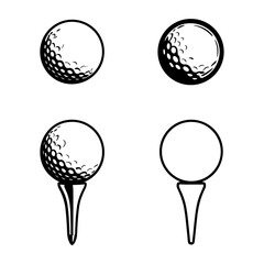 Set Golf Tee and ball Icon vector