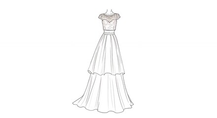 Elegant wedding gown design sketch