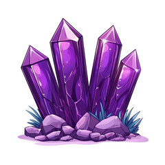 Sparkling Amethyst Crystals nestled in rocks enchanting purple gems magical scene