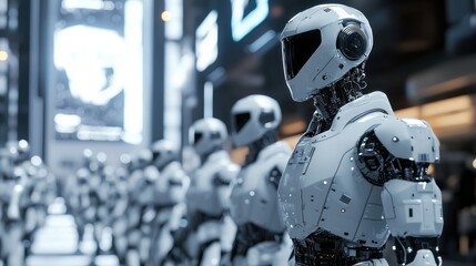 Futuristic City: A Legion of Advanced Humanoid Robots