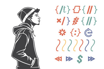  Bracket, braces, parenthes vector set, Diverse curly bracket styles for design vector art