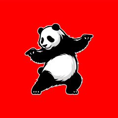 funny happy panda bear dancing	
