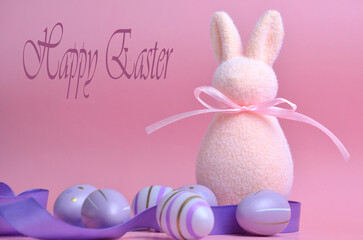 Easter bunny on a pink background.