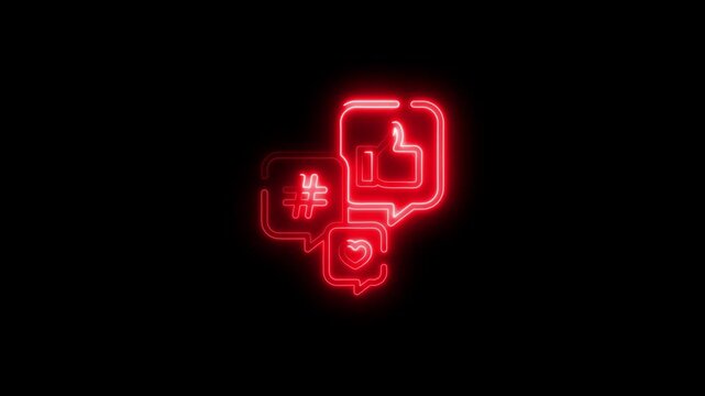 "Neon Social Media Icon &ndash; Glowing Symbol for Digital Communication and Online Networking"