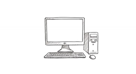 Hand drawn computer desktop illustration