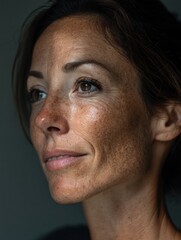 Obraz premium portrait of a woman with visible age spots and pigment patches on her face