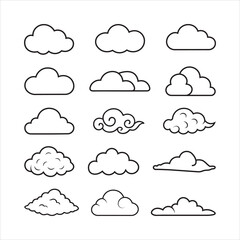 Outline Cloud Icon Set for Weather, Sky, and Forecast Design