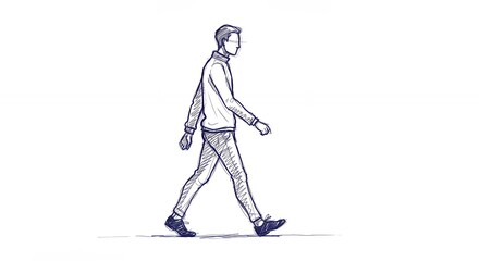 Hand drawn illustration of a person walking