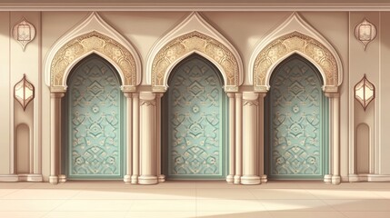 Fototapeta premium Elegant arched hall with decorative panels