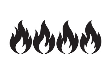 Black Flame Icon Set Minimal Fire Vector Silhouettes for Heat, Danger and Energy Designs