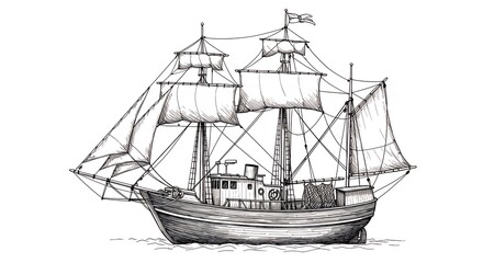 Historic sailing ship illustration